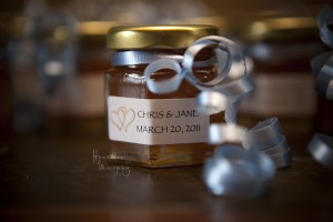 Honey Favors Jars of fresh local honey from Chris's dad, the bee-keeper. www.blueridgehoneycompany.com