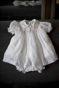 White Dress with Pink & Blue Details. Size 3 Months.