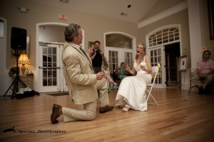 Brett put on quite a performance for the garter toss.