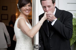 A kiss on Jamey's hand just before the ceremony