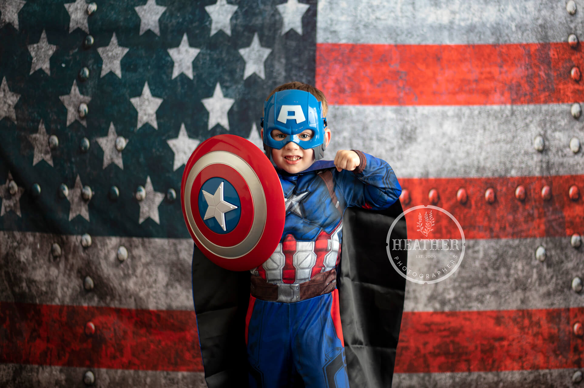 A patriotic backdrop featuring the American flag